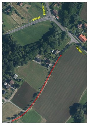 Trasa vodovodu v území